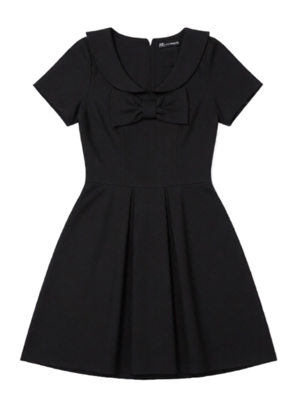 Black Pleated Fit and Flare Midi Dress - Picture 3 of 9